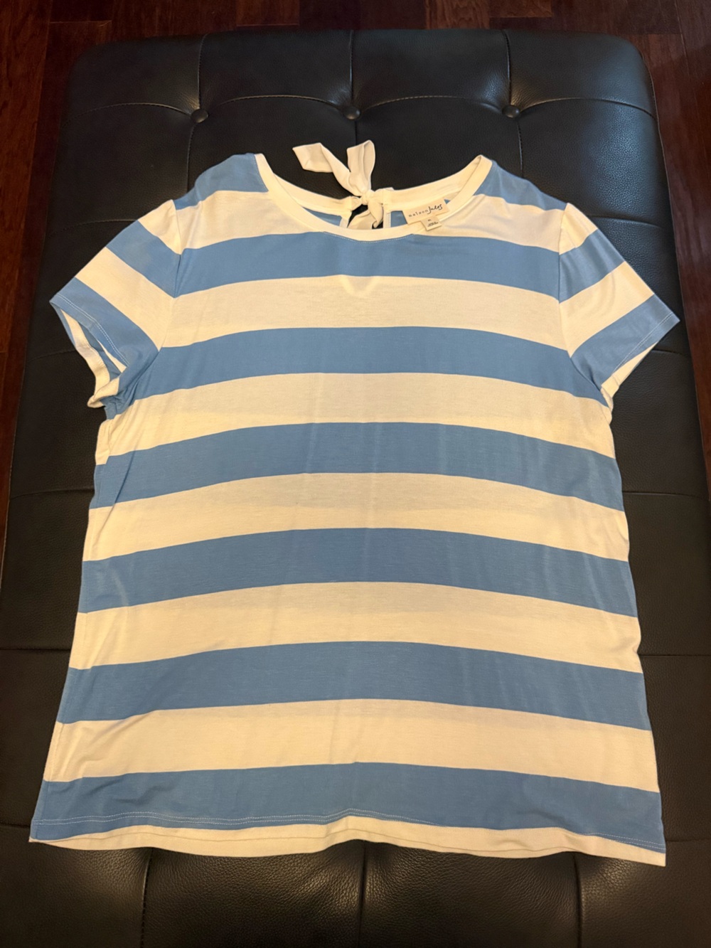 Maison Jules Blue & White Striped Short Sleeve Top